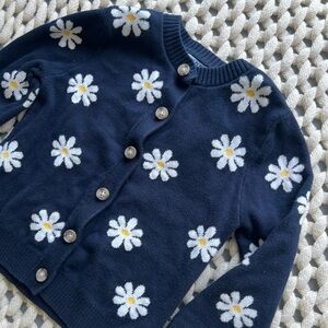 Old Navy 4T Navy Cardigan with Daisy Pattern